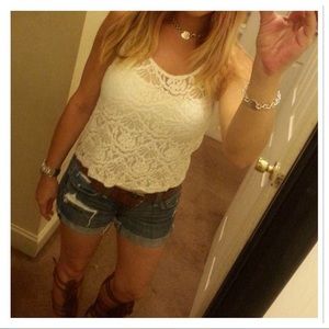 LF Chloe K Lace Hi Lo Tank Top Sz S